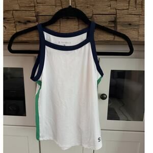 Sofibella Girls Junior Tennis Tank Top Color Block White Navy Sz M